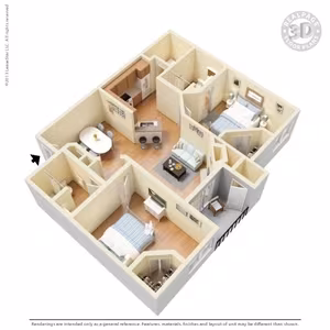 2 Bed 2 Bath 1138 SqFt (1070 Net) 000232-2 floor plan